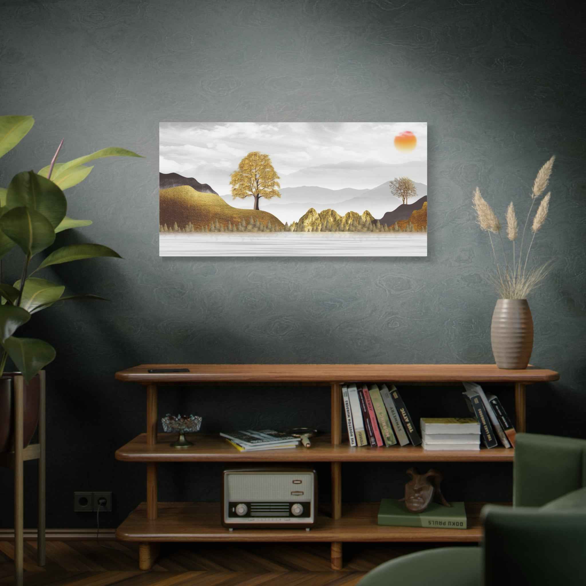 Golden Tree Landscape Canvas Wall Art