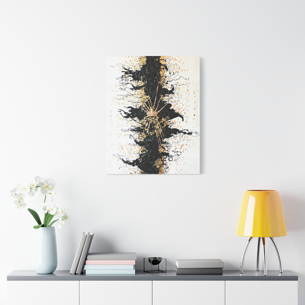Abstract Black & Gold Crown Canvas Art — Matte Stretched Wall Decor 