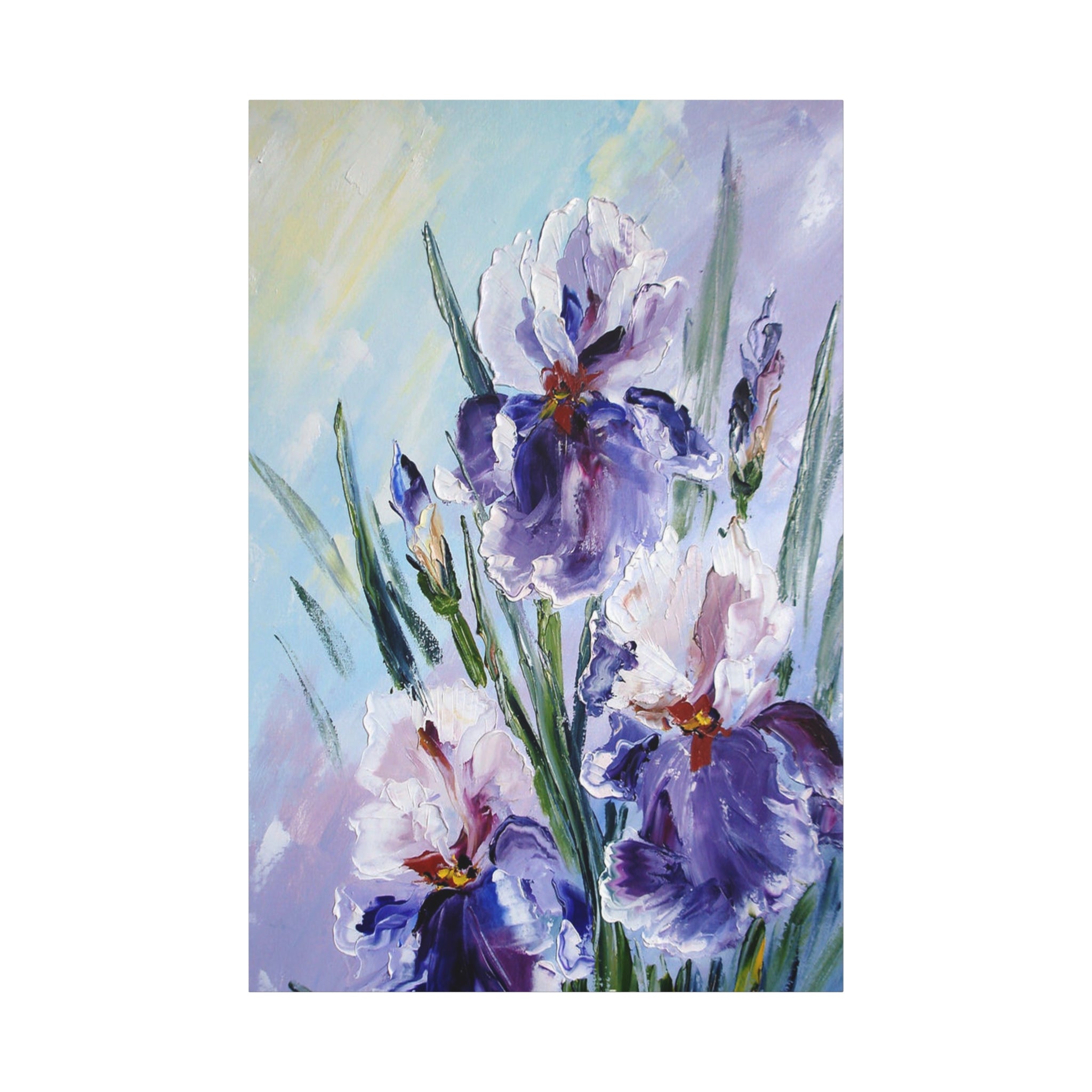 Purple Iris Floral Canvas Art — Stretched Matte Wall Painting 