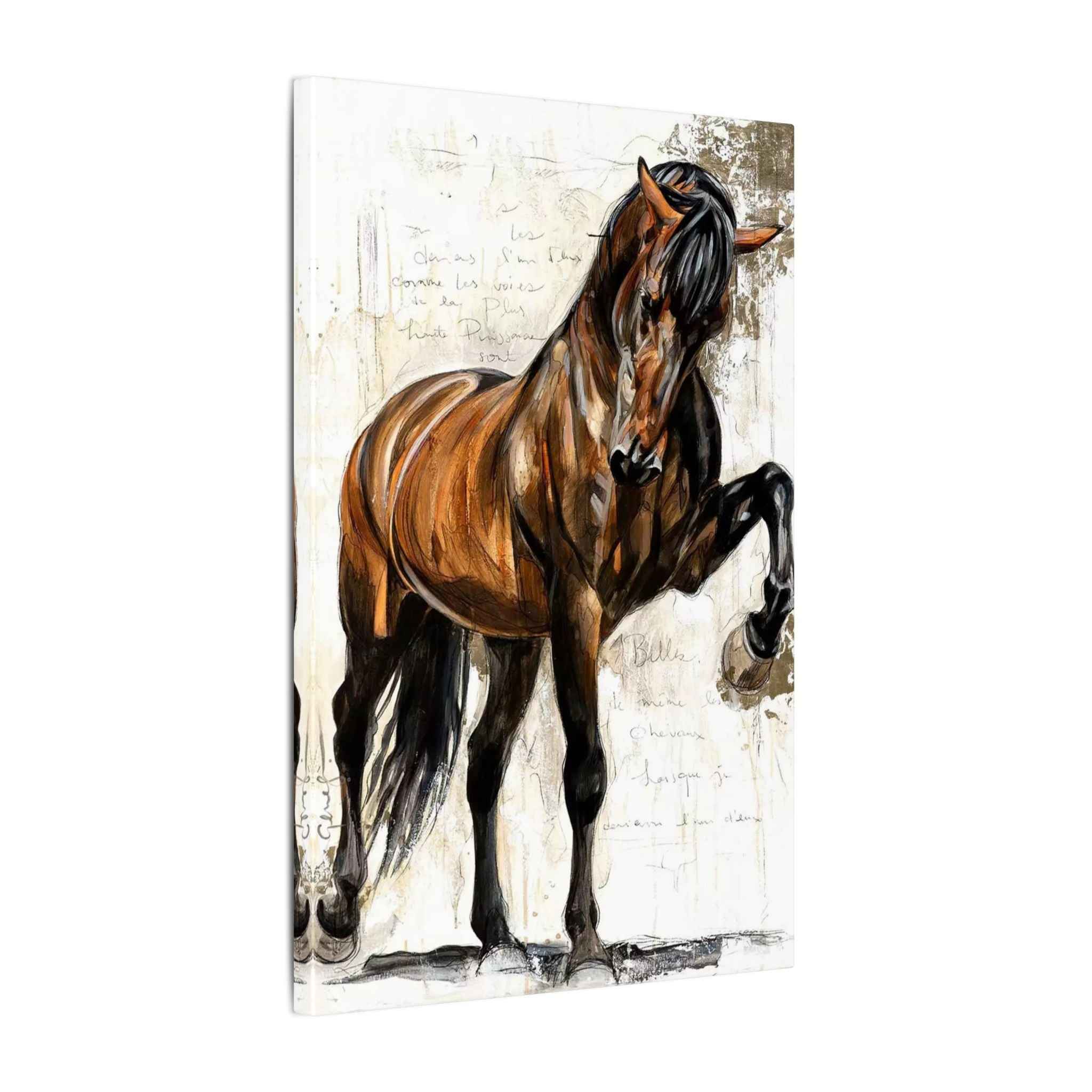 Horse Canvas Wall Art - Brown Stallion Matte Stretched Canvas for Home Decor - TheKaraHan