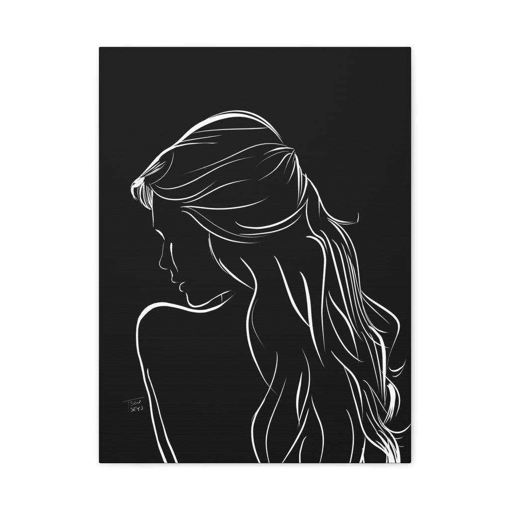 Minimal Line Art Woman Canvas Print — Black & White Silhouette Wall Art - TheKaraHan