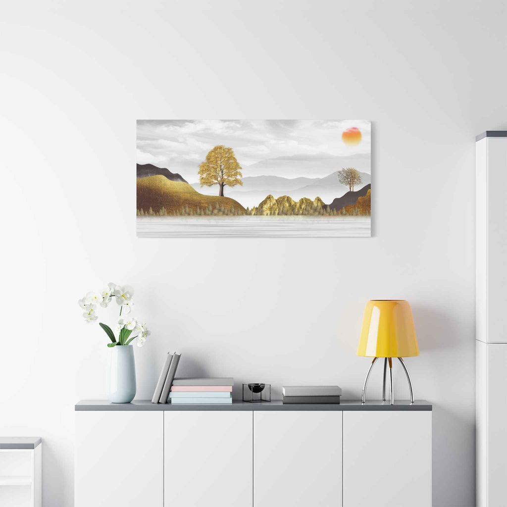 Golden Tree Landscape Canvas Wall Art