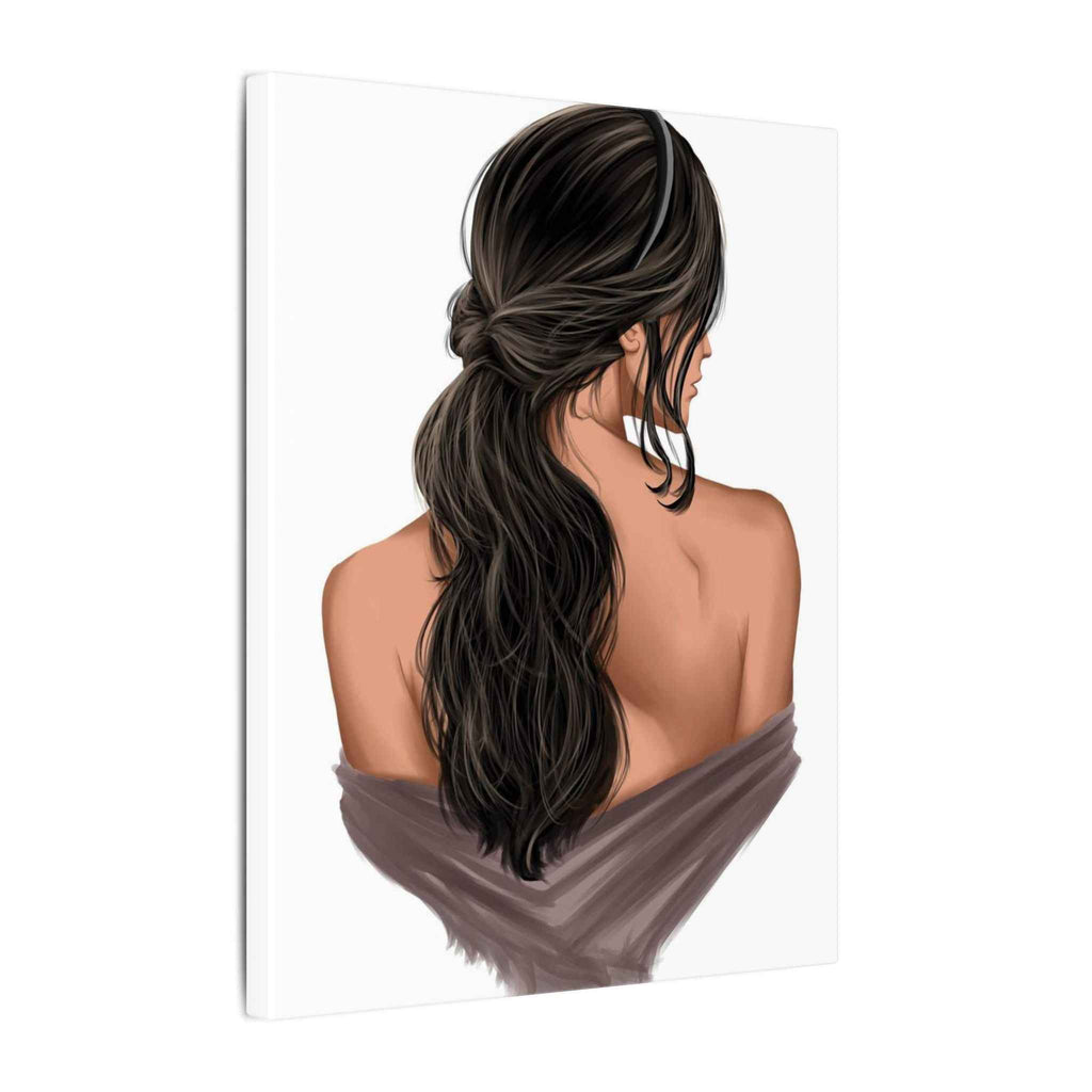 Portrait Canvas Print Woman Back View with Loose Ponytail – Perfect Home Decor for Every Room - TheKaraHan