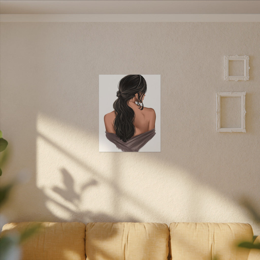 Portrait Canvas Print Woman Back View with Loose Ponytail – Perfect Home Decor for Every Room - TheKaraHan