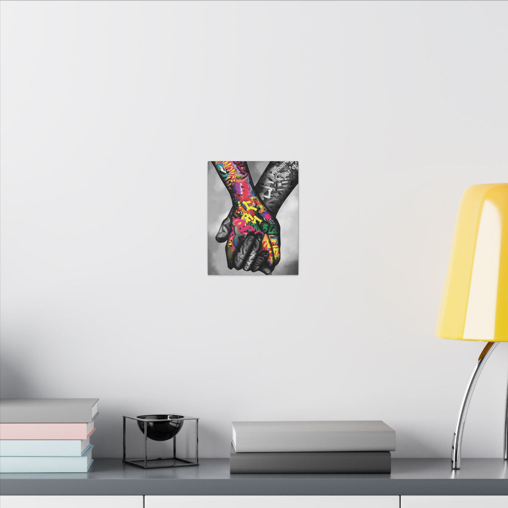 Graffiti Hands Canvas Art - Vibrant Colorful Holding Hands Wall Print - TheKaraHan
