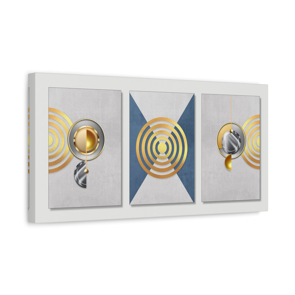 Geometric Gold Canvas Art - Elegant Triptych for Modern Decor - TheKaraHan