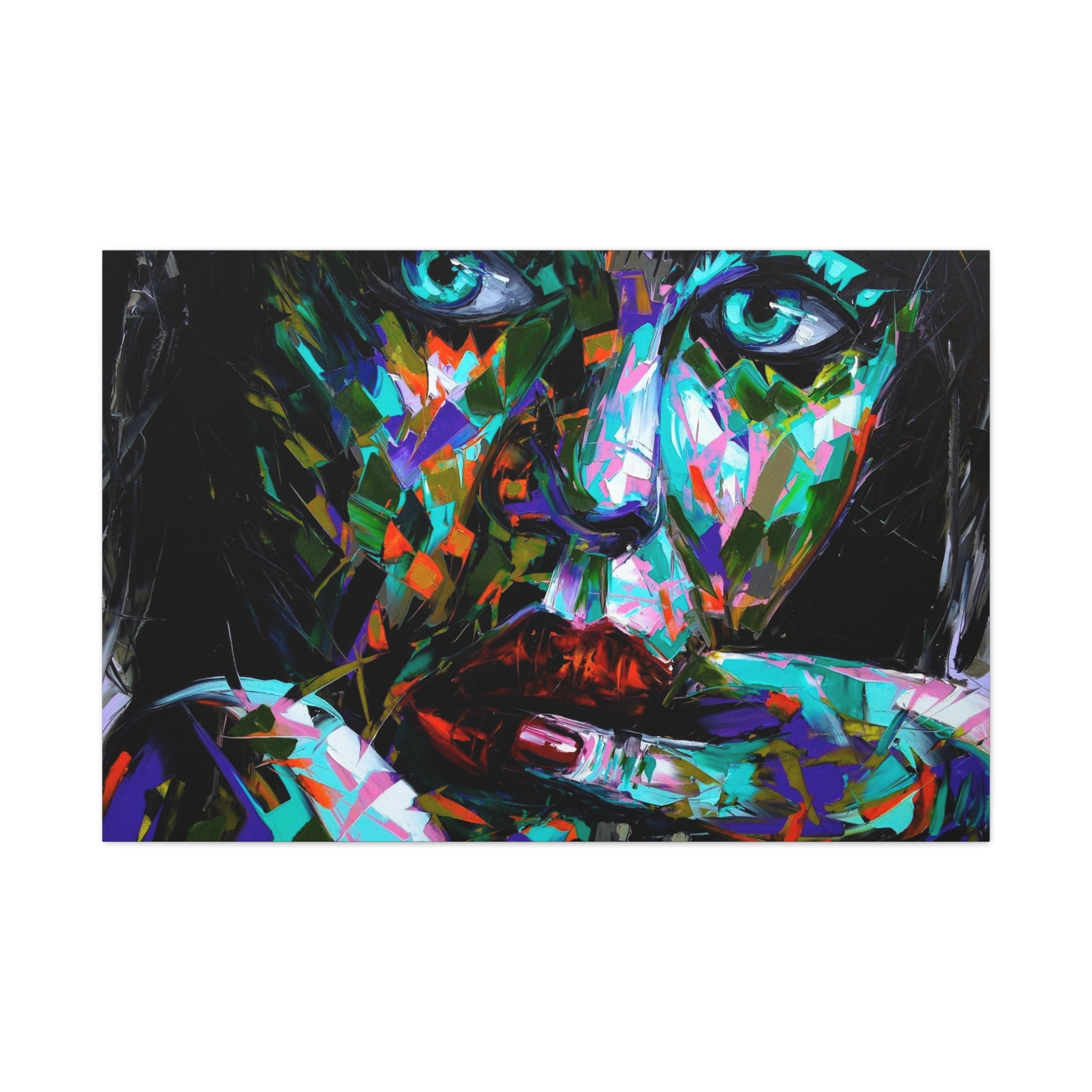 Colorful Abstract Woman Portrait Canvas — Modern Pop Art Wall Decor 
