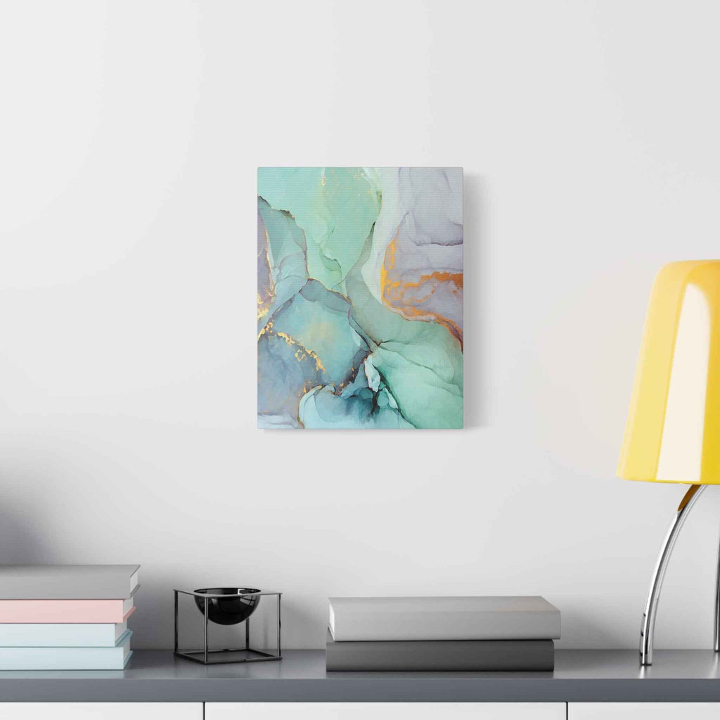 Aqua Marble Canvas Art - Matte Stretched Abstract Wall Print for Modern Decor - TheKaraHan