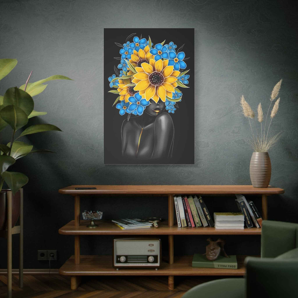 Blue & Yellow Floral Woman Wall Art
