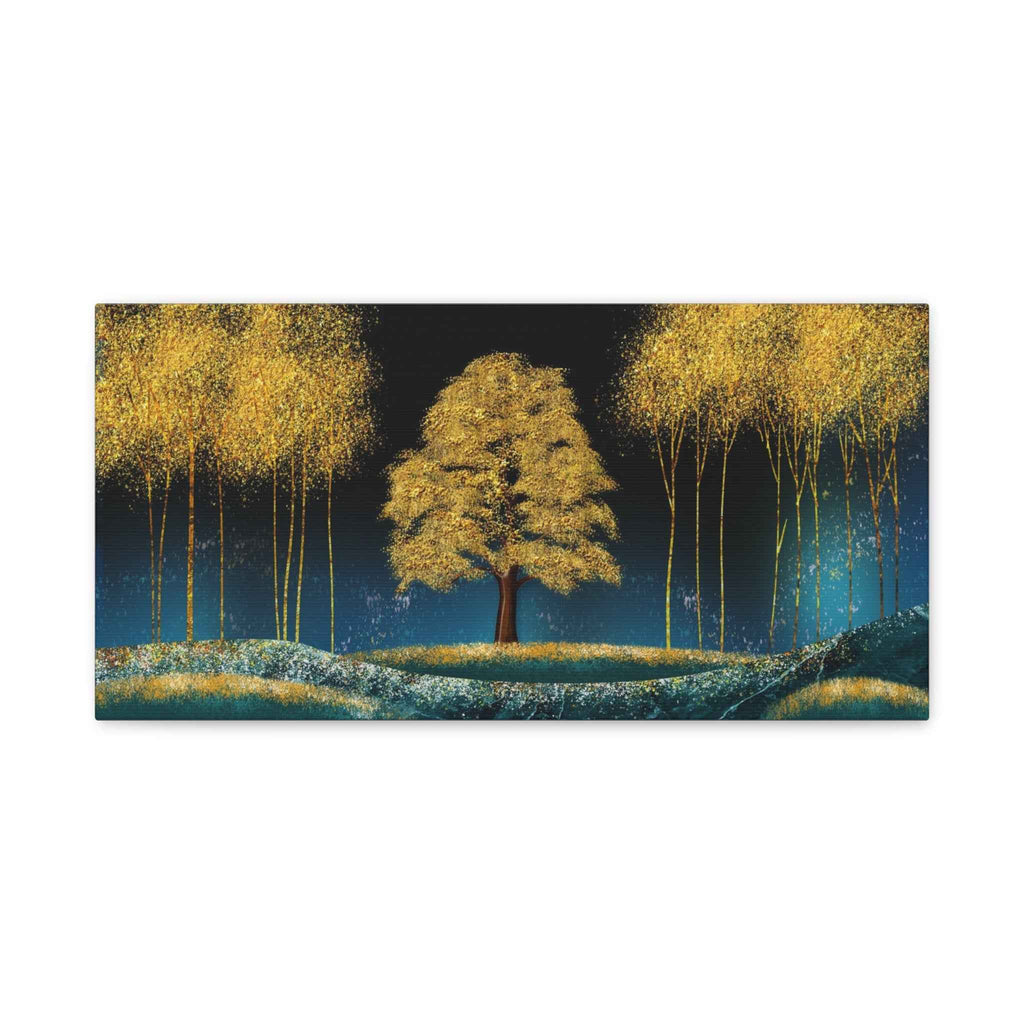 Golden Tree Landscape Canvas Wall Art – Luxury Nature Wall Decor