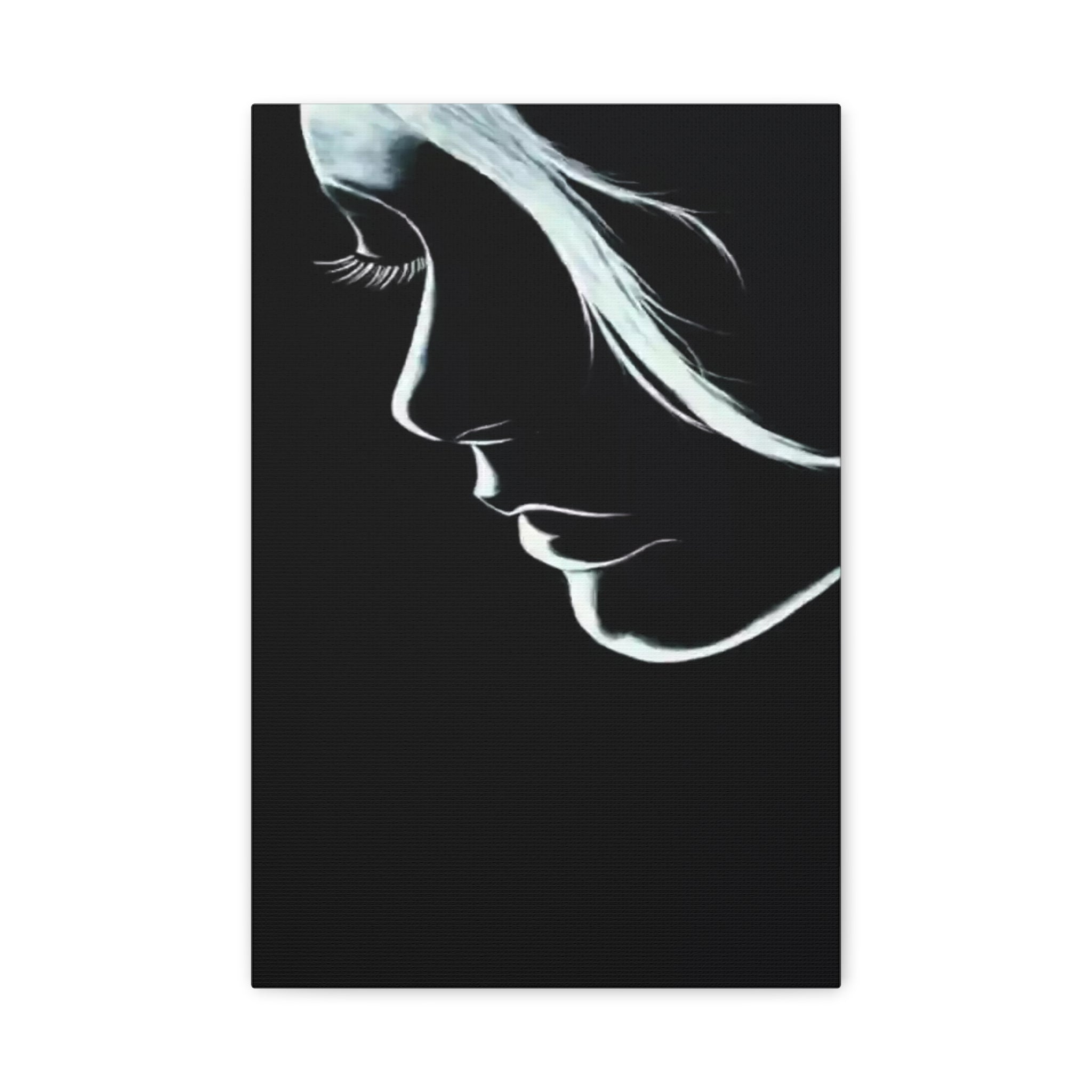 Minimalist Woman Silhouette Canvas Art — Monochrome Profile Wall Décor 