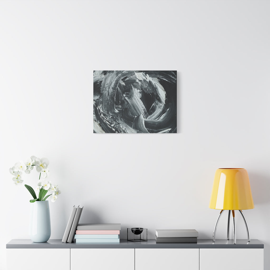 Abstract Black & White Swirl Matte Canvas Art — Minimalist Monochrome Wall Decor 