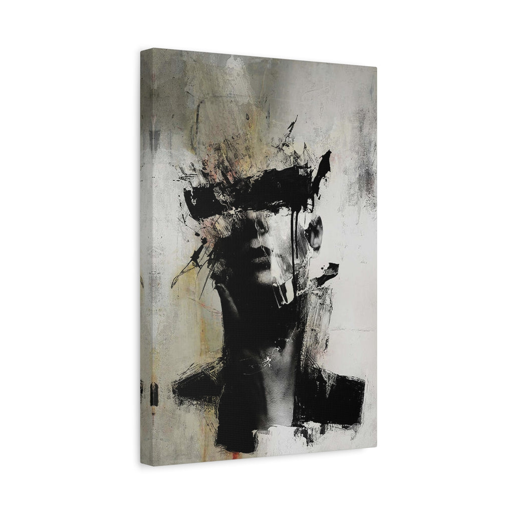 Abstract Noir Portrait Canvas Print — Modern Monochrome Wall Art