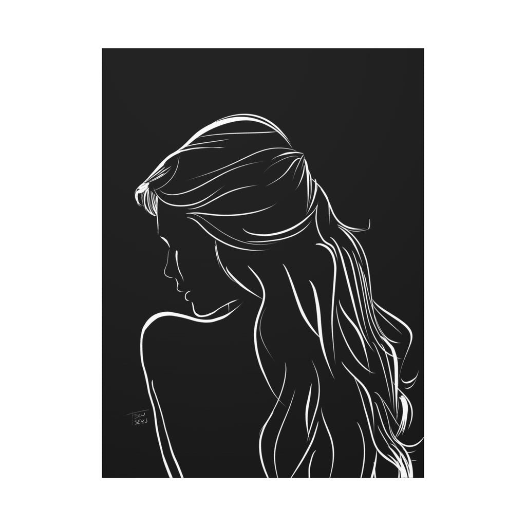 Minimal Line Art Woman Canvas Print — Black & White Silhouette Wall Art - TheKaraHan