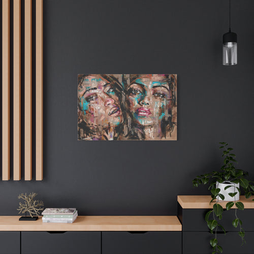 Abstract Canvas Wall Art - Contemporary Female Faces Matte Canvas Portrait, Stretched 1.25" - TheKaraHan