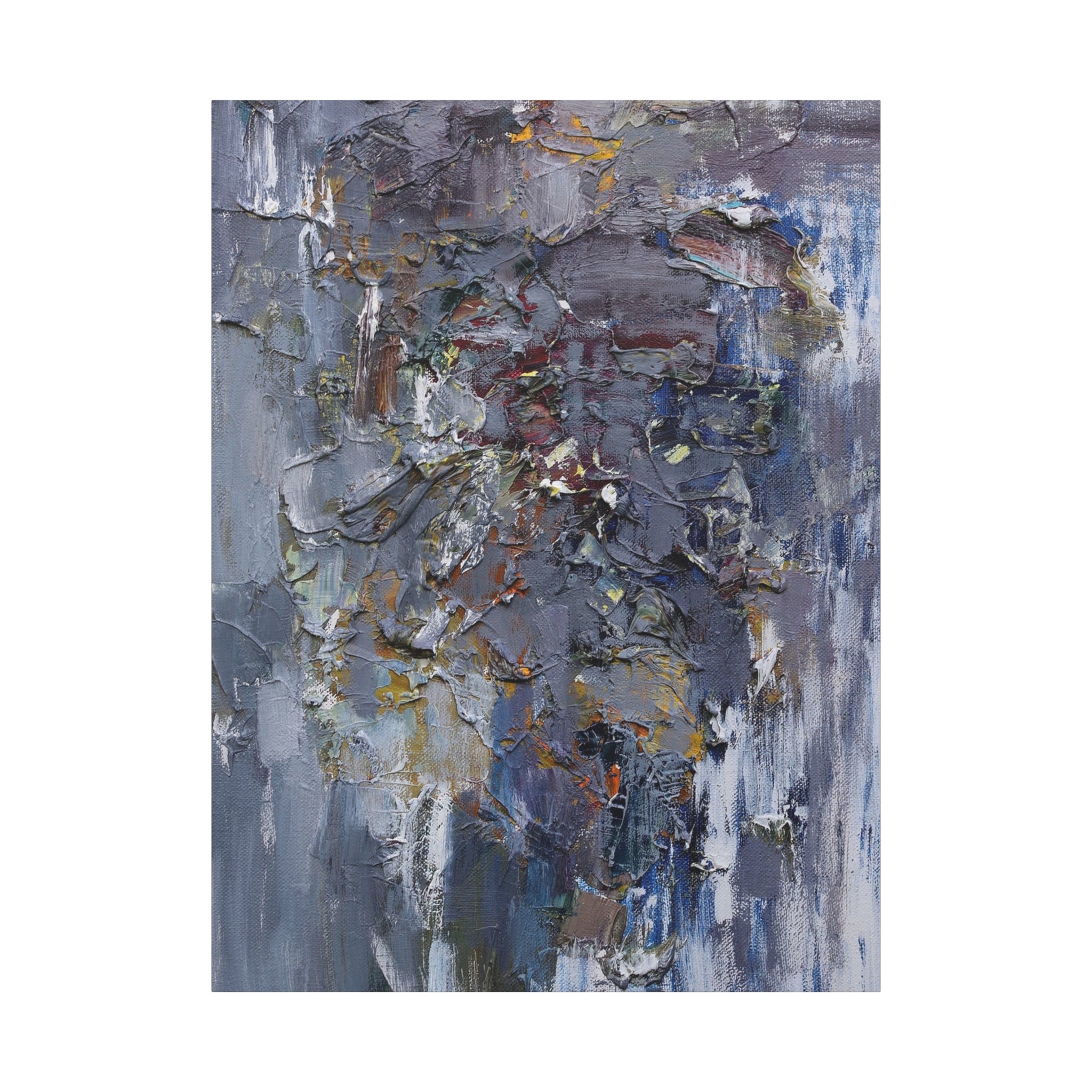 Abstract Textured Canvas Wall Art — Moody Blue Gray Palette 