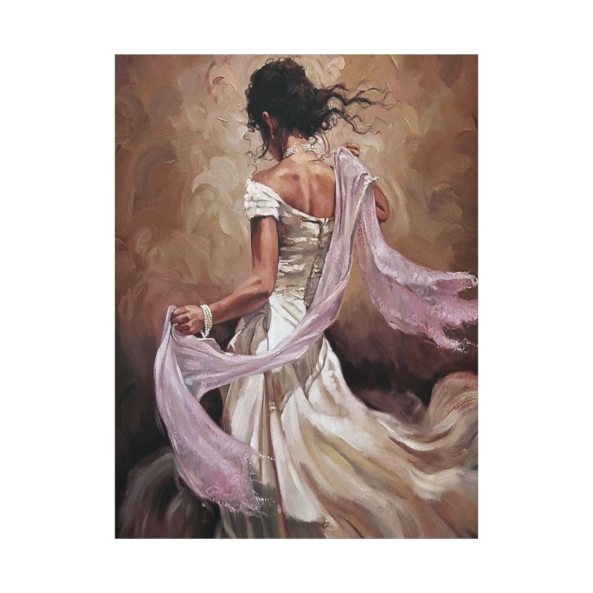 Romantic Dancing Woman Matte Canvas Print - Elegant Figurative Wall Art 