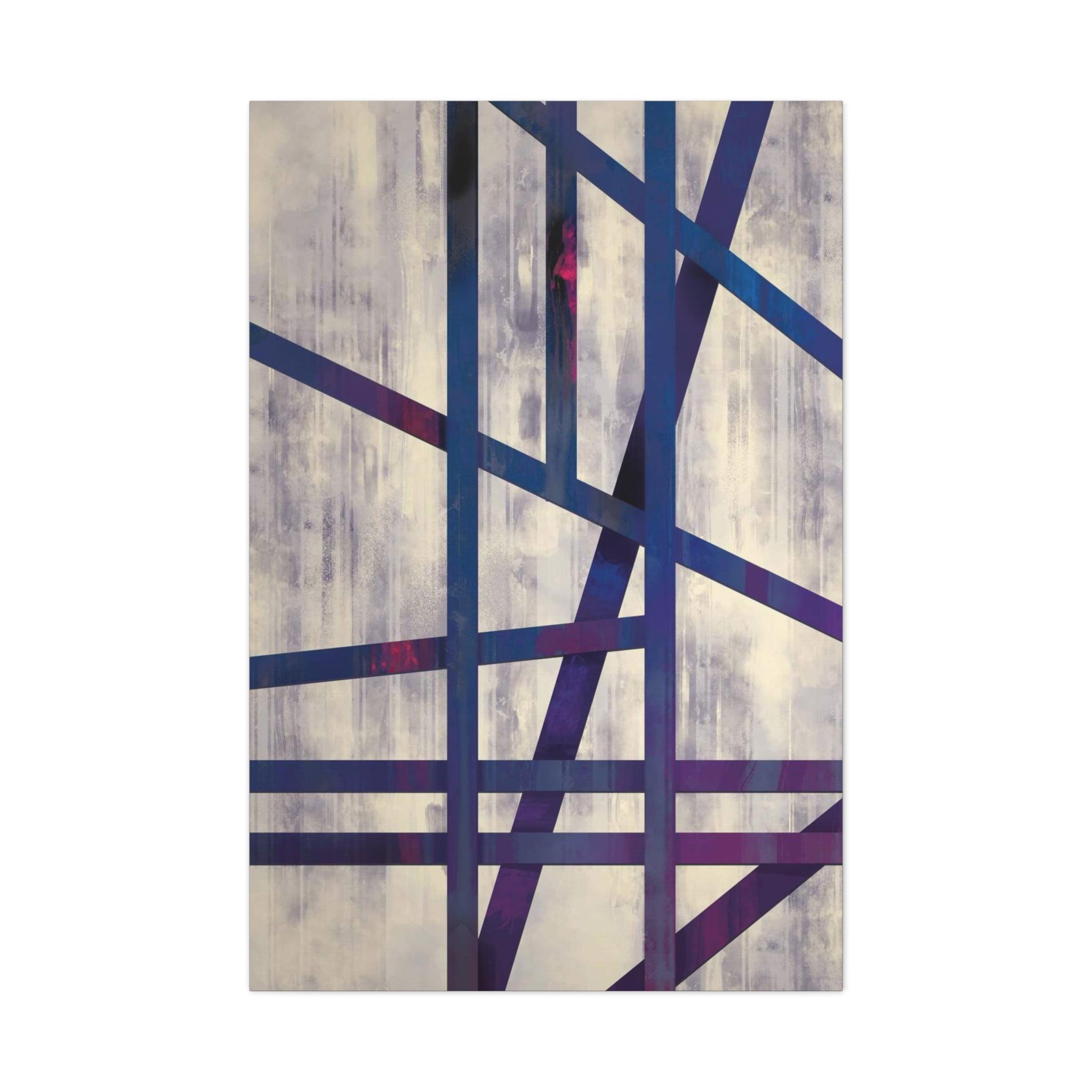 Abstract Geometric Canvas Print – Modern Blue & Purple Lines Art 