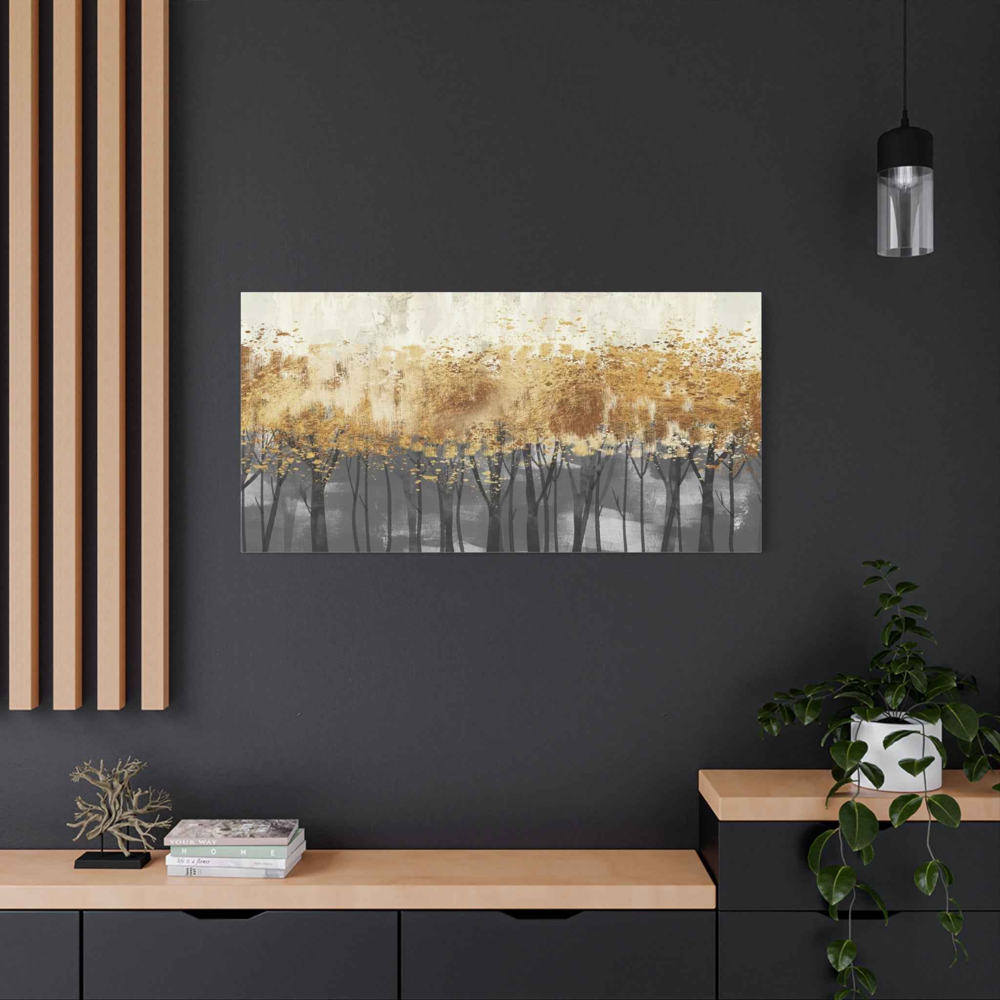 Abstract Golden Forest Canvas Wall Art