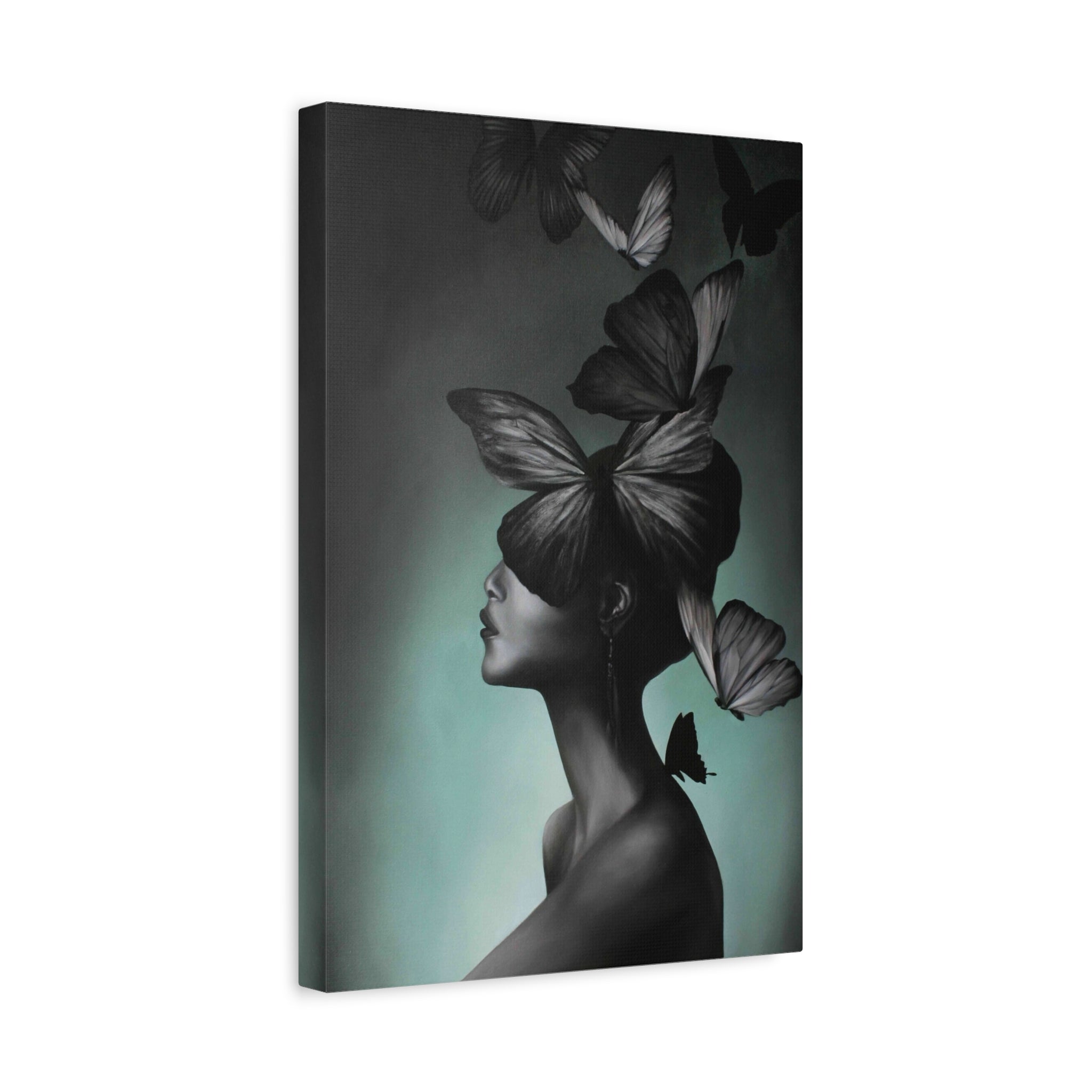 Butterfly Dream Matte Canvas Wall Art — Surreal Female Silhouette Print 