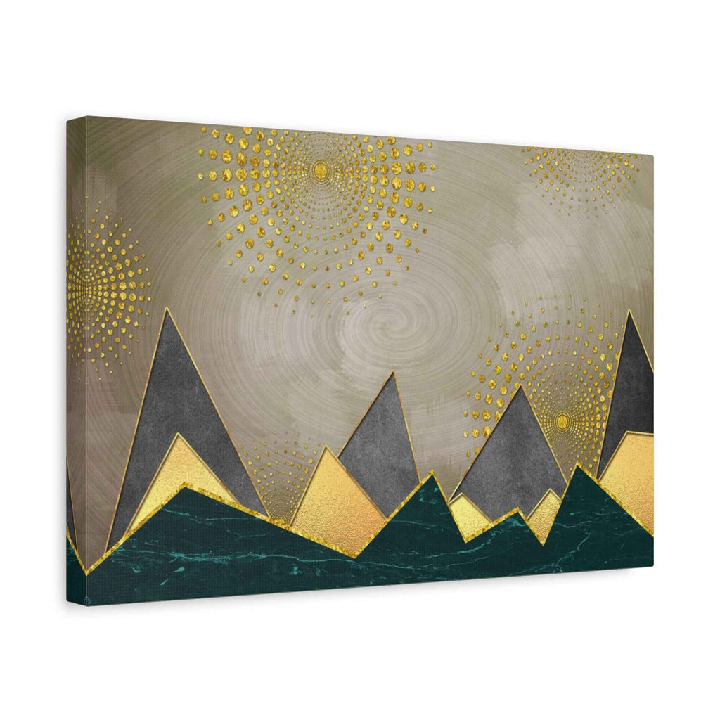 Abstract Gold Mountain Wall Art – Modern Luxury Geometric Canvas Decor