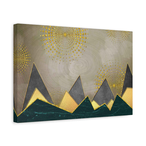 Abstract Gold Mountain Wall Art – Modern Luxury Geometric Canvas Decor