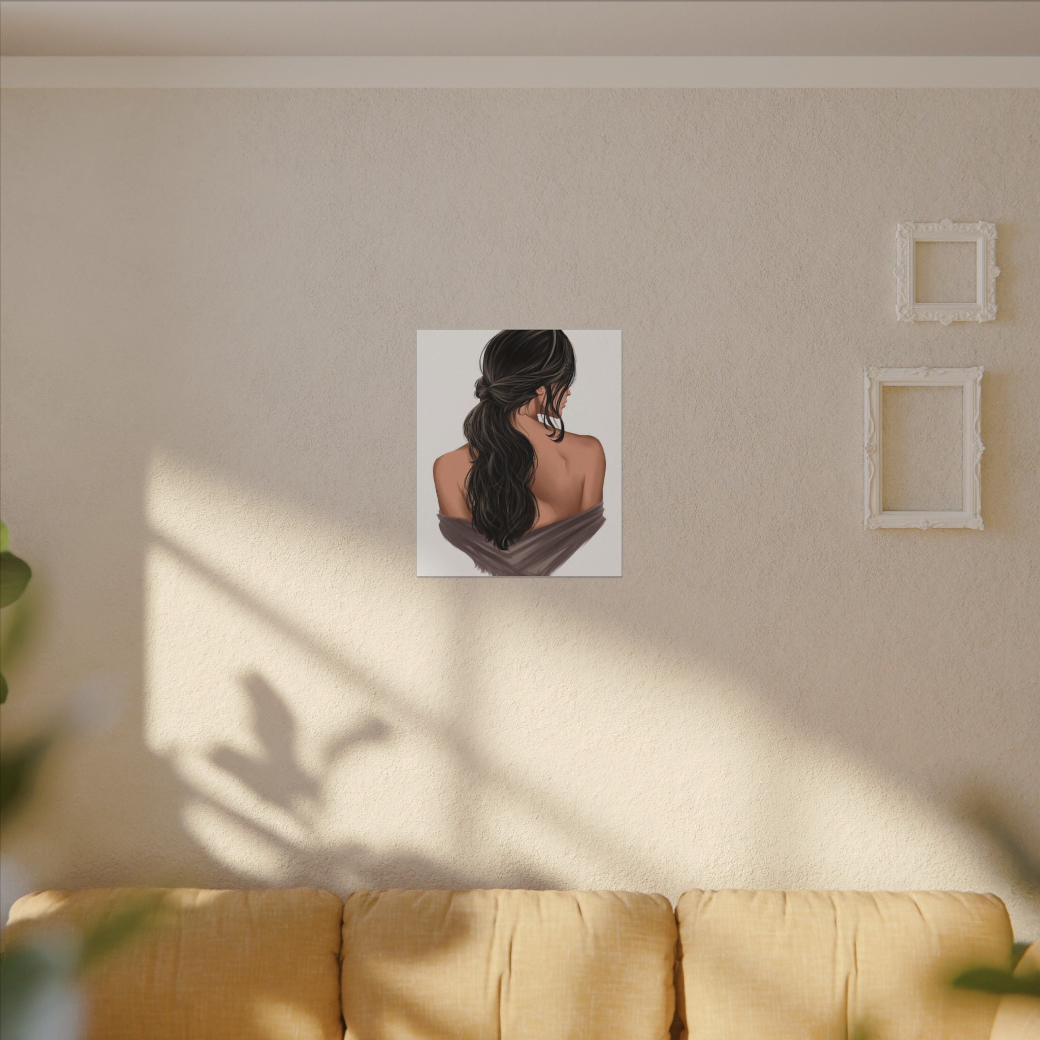 Portrait Canvas Print Woman Back View with Loose Ponytail – Perfect Home Decor for Every Room - TheKaraHan