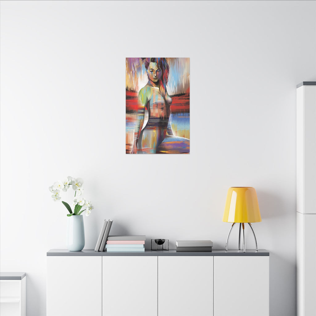 Abstract Colorful Woman Matte Canvas Print — Modern Figurative Wall Art 