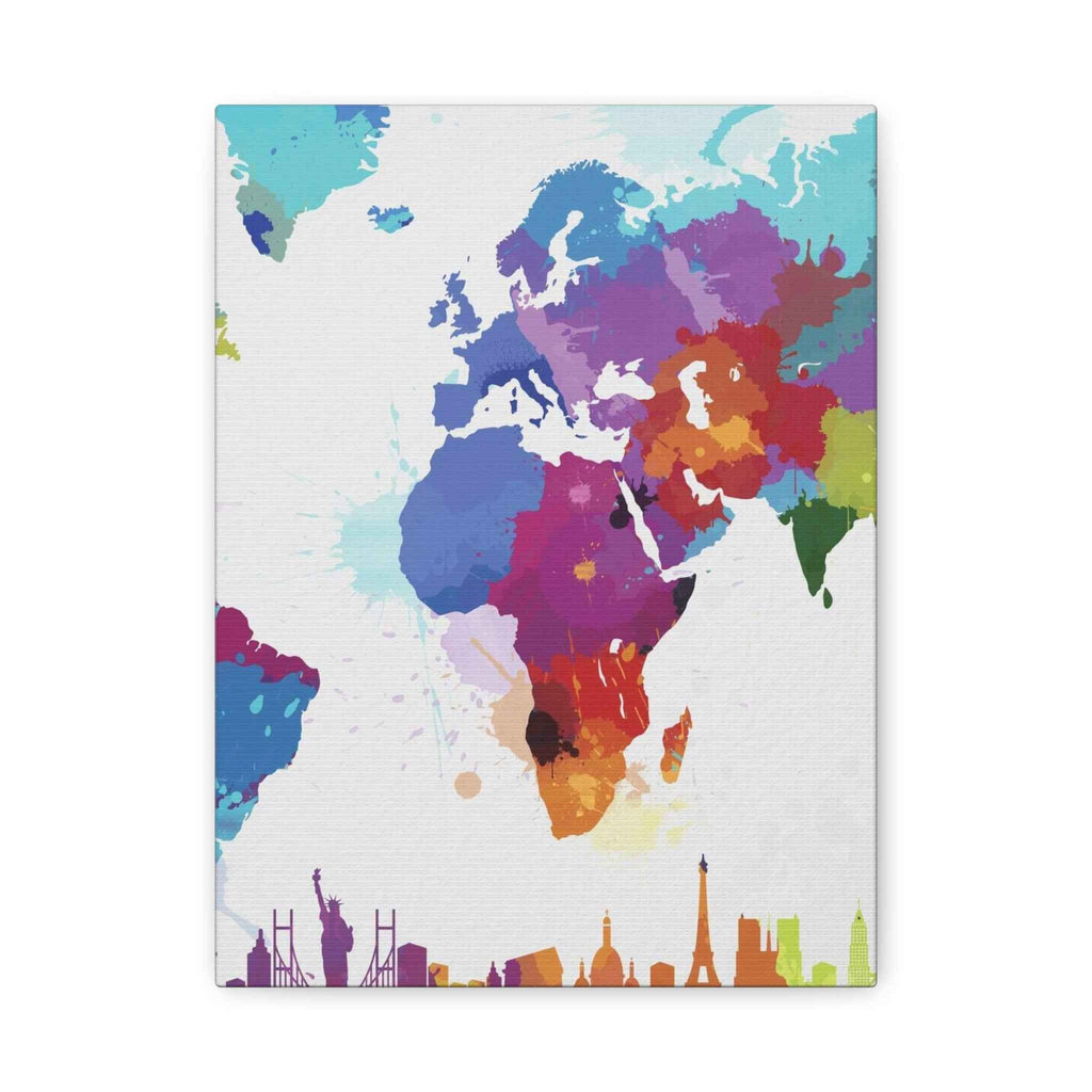 Colorful World Map Canvas Print - Watercolor Travel Map Wall Art for Home Decor - TheKaraHan