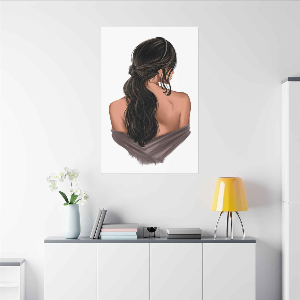 Portrait Canvas Print Woman Back View with Loose Ponytail – Perfect Home Decor for Every Room - TheKaraHan