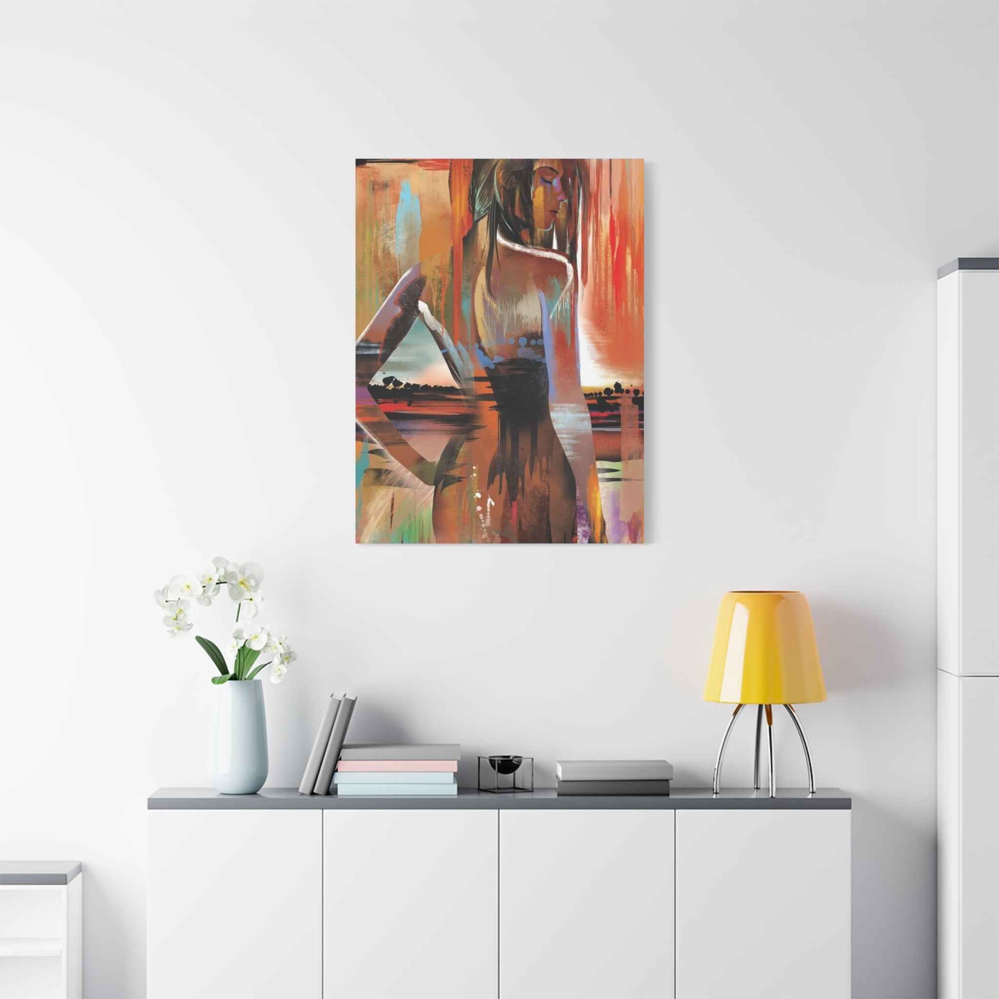 Abstract Woman Portrait Canvas - Stretched Matte Canvas Art - TheKaraHan