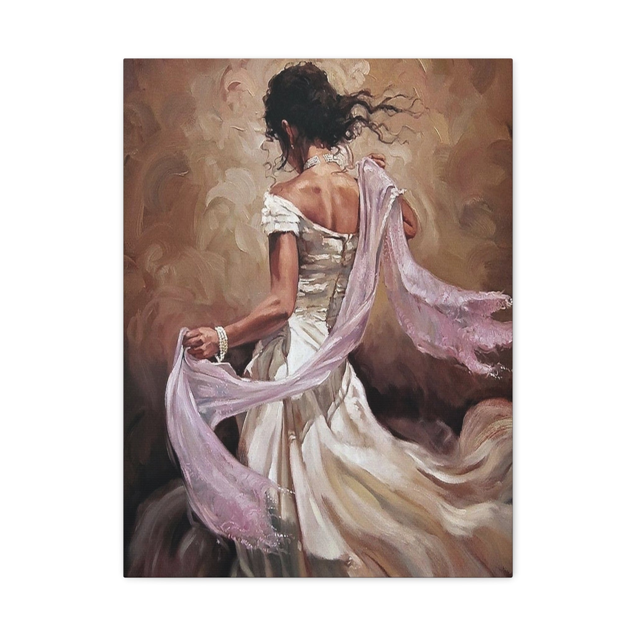 Romantic Dancing Woman Matte Canvas Print - Elegant Figurative Wall Art 