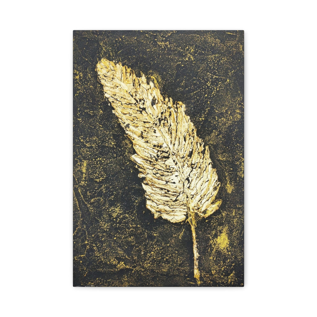 Gold Feather Canvas Wall Art – Matte Stretched 1.25" 