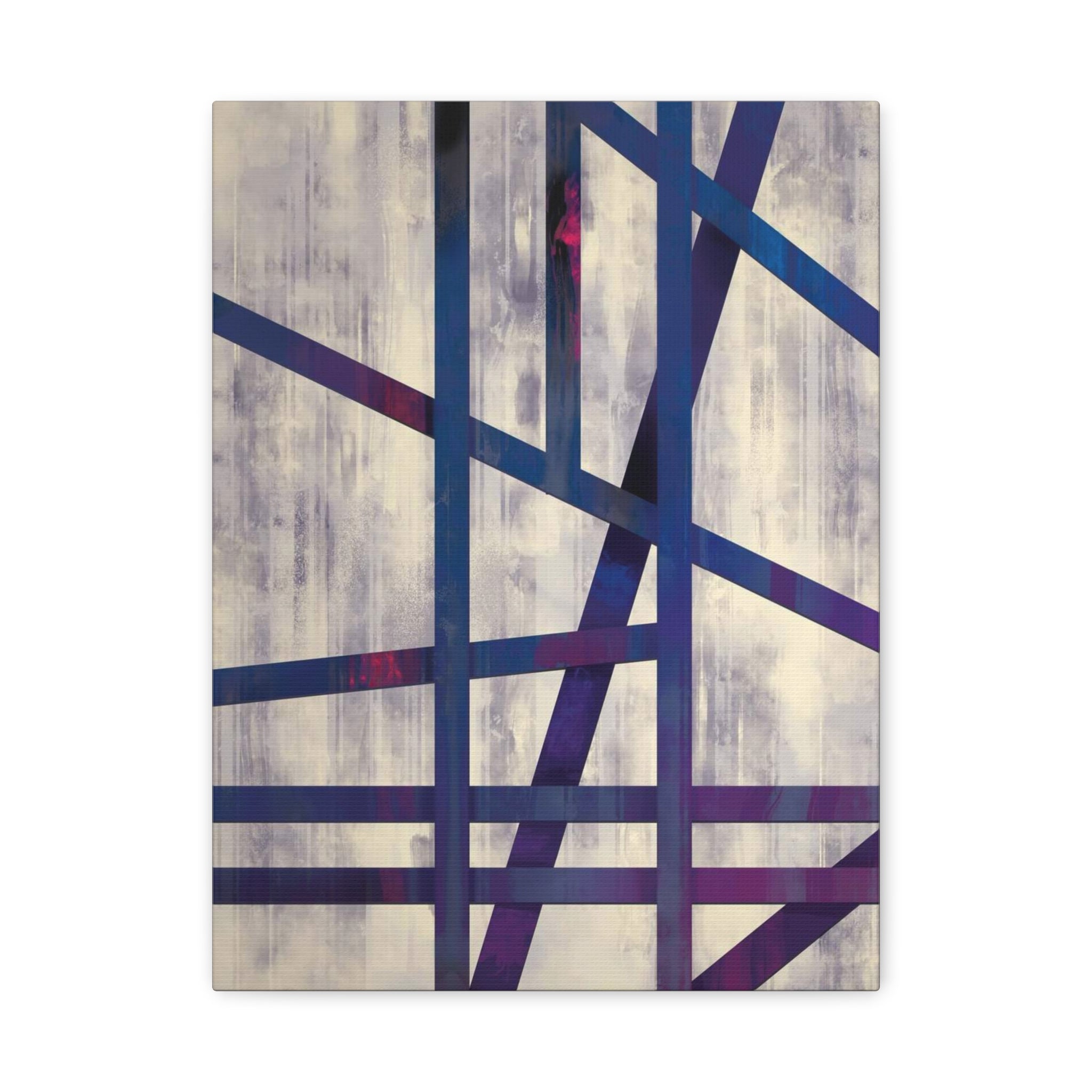 Abstract Geometric Canvas Print – Modern Blue & Purple Lines Art 