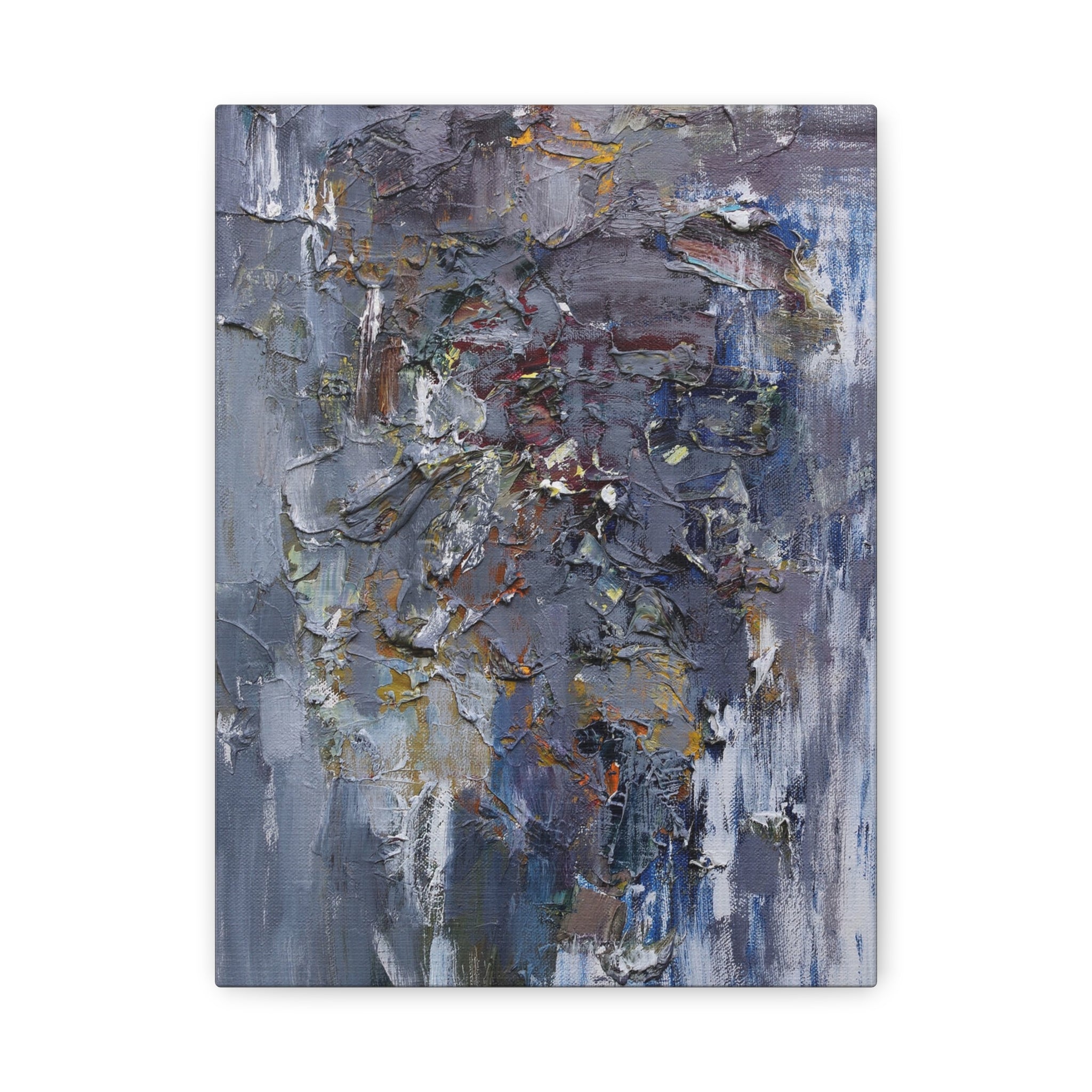 Abstract Textured Canvas Wall Art — Moody Blue Gray Palette 