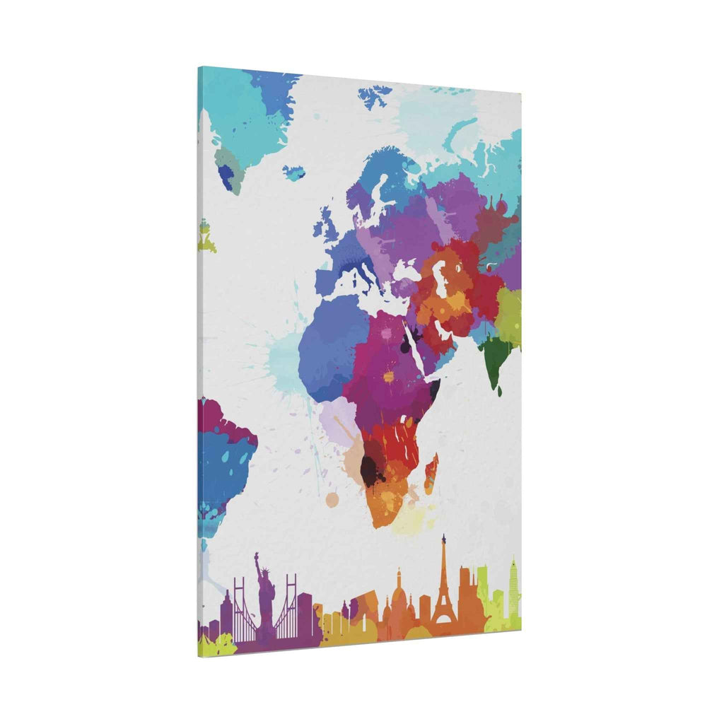Colorful World Map Canvas Print - Watercolor Travel Map Wall Art for Home Decor - TheKaraHan