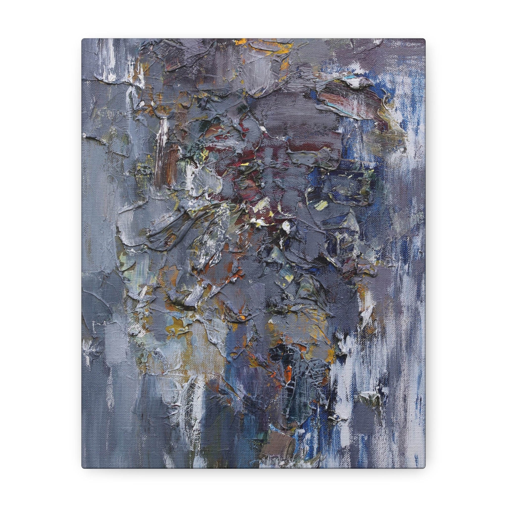 Abstract Textured Canvas Wall Art — Moody Blue Gray Palette 