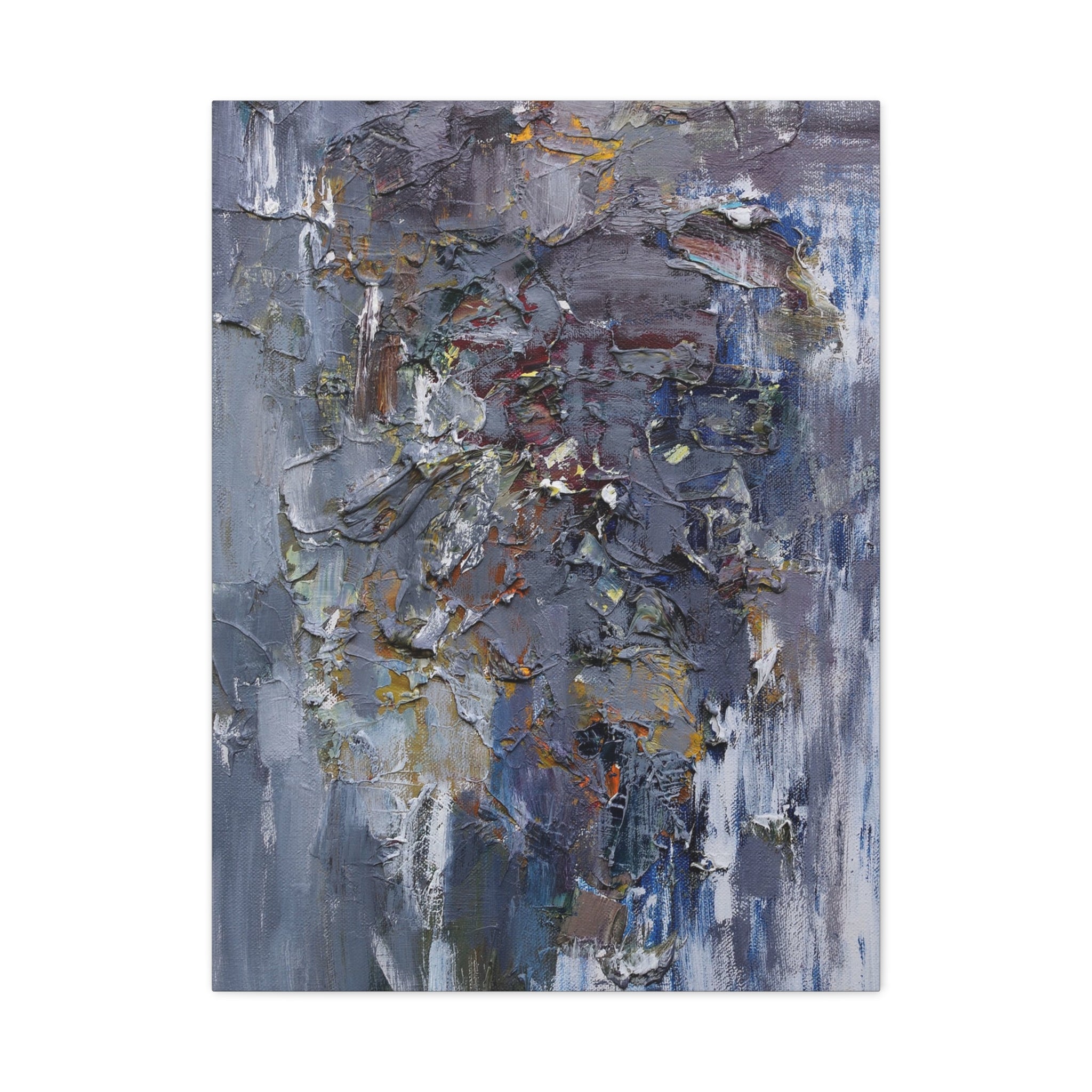 Abstract Textured Canvas Wall Art — Moody Blue Gray Palette 