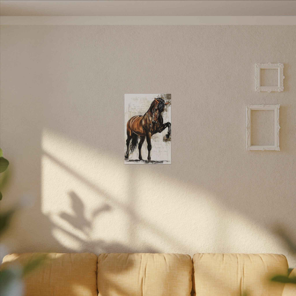 Horse Canvas Wall Art - Brown Stallion Matte Stretched Canvas for Home Decor - TheKaraHan