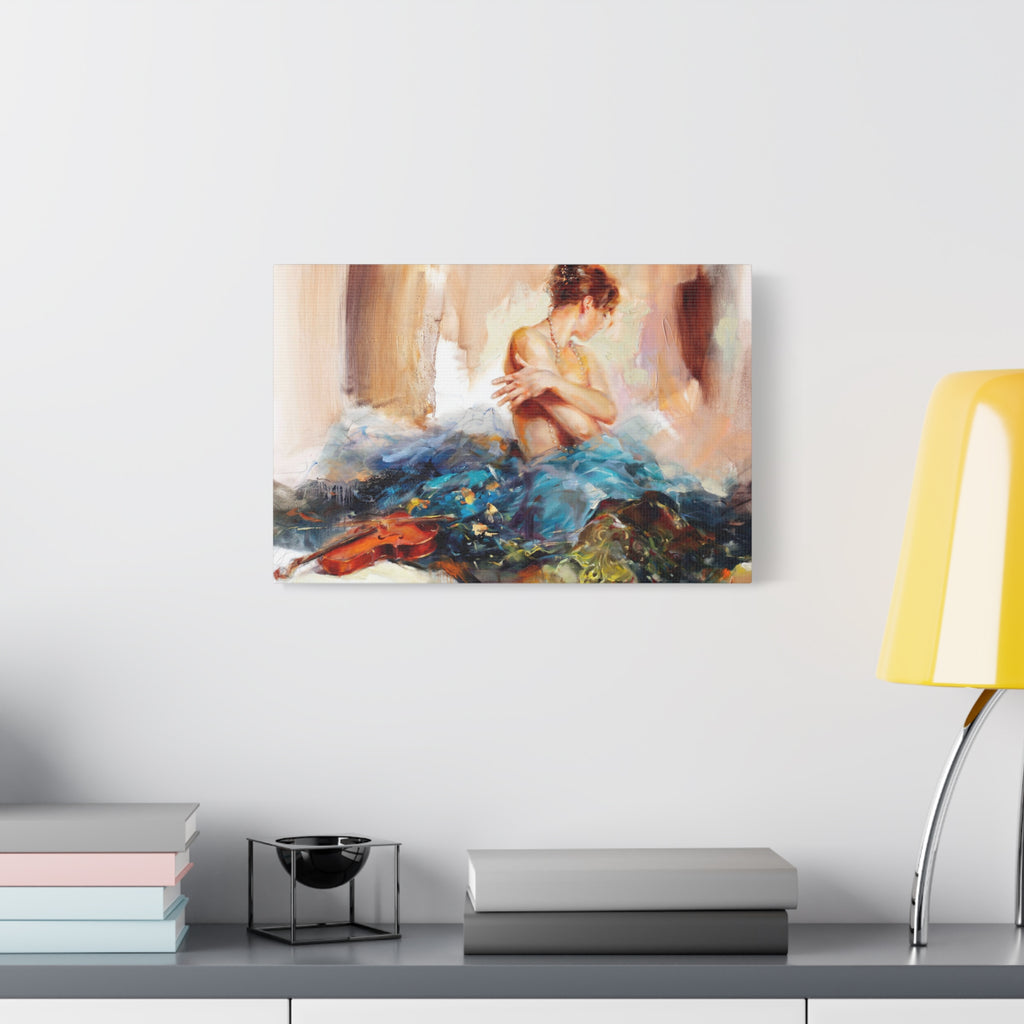 Ballet Dancer Wall Art - Graceful Ballerina Oil-Style Matte Canvas Print - TheKaraHan