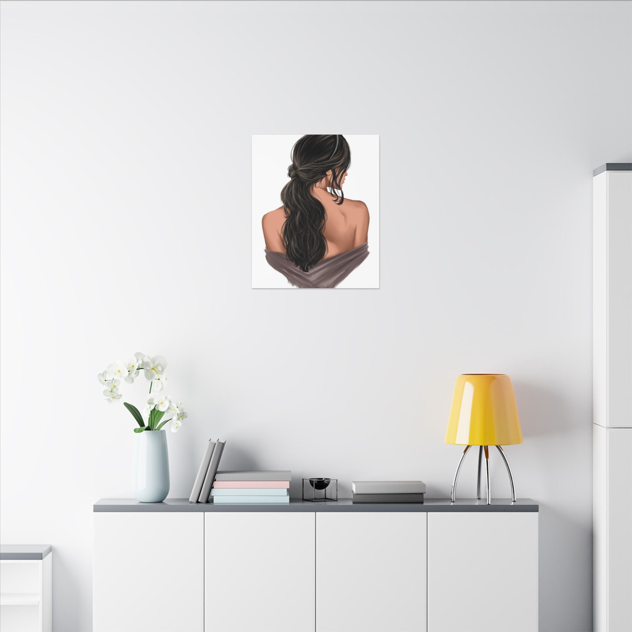 Portrait Canvas Print Woman Back View with Loose Ponytail – Perfect Home Decor for Every Room - TheKaraHan