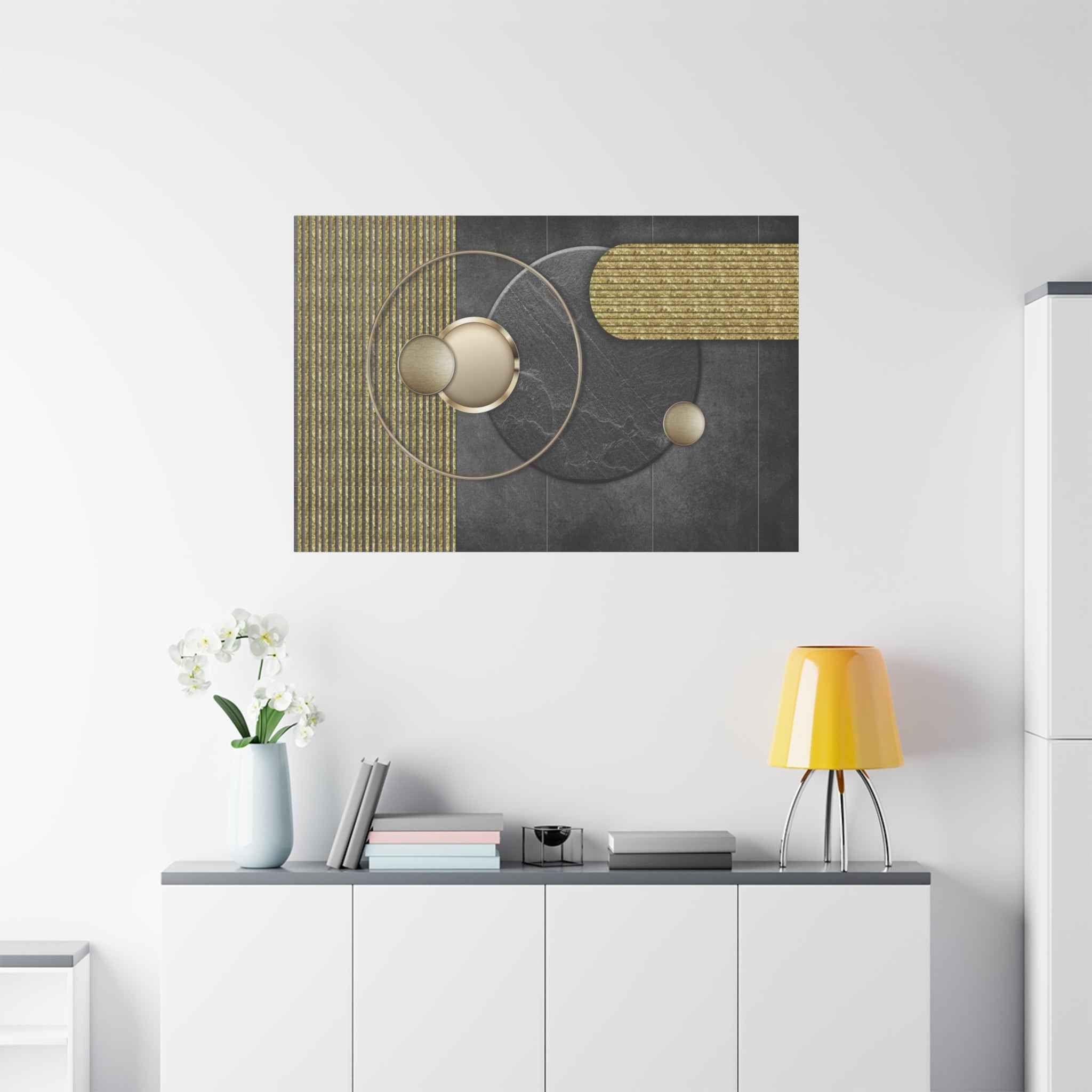 Black and Gold Geometric Canvas Wall Art – Luxury Modern Wall Decor