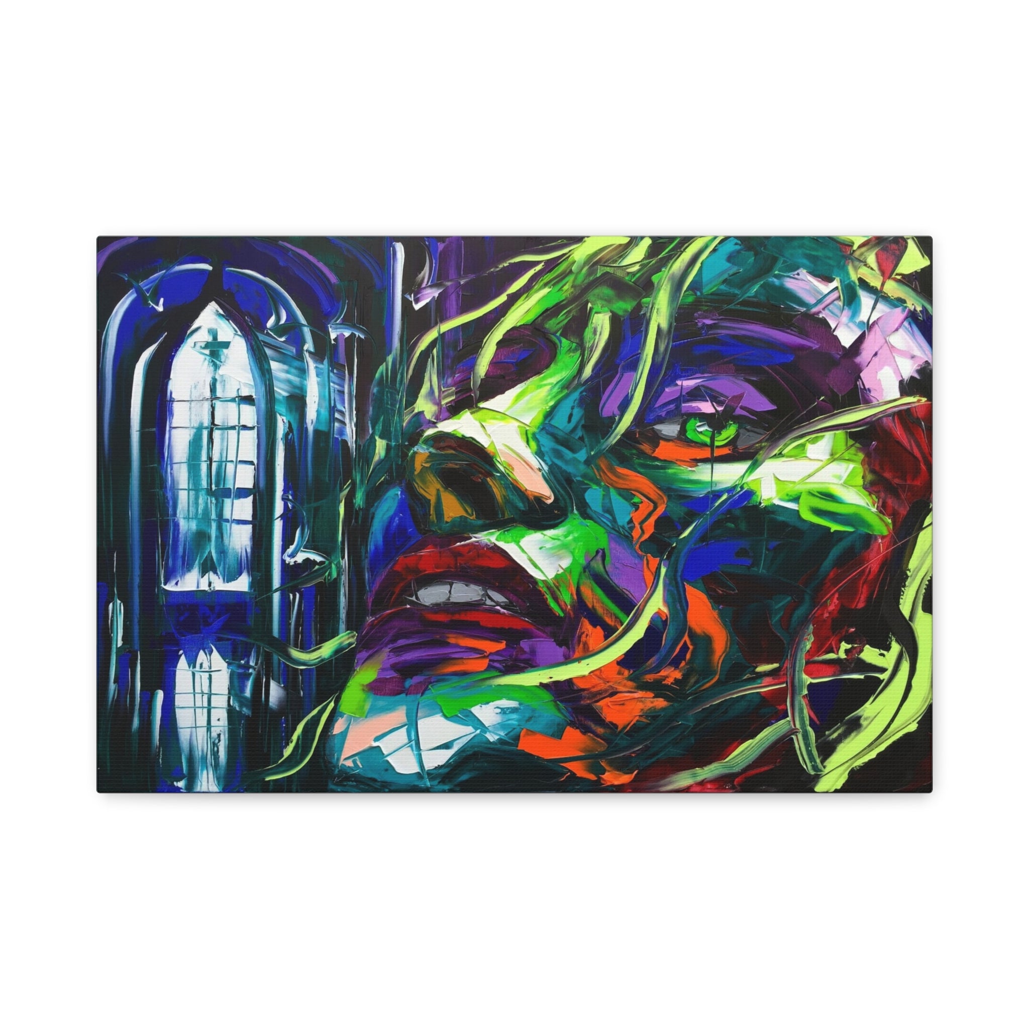 Colorful Abstract Face Matte Stretched Canvas Wall Art 