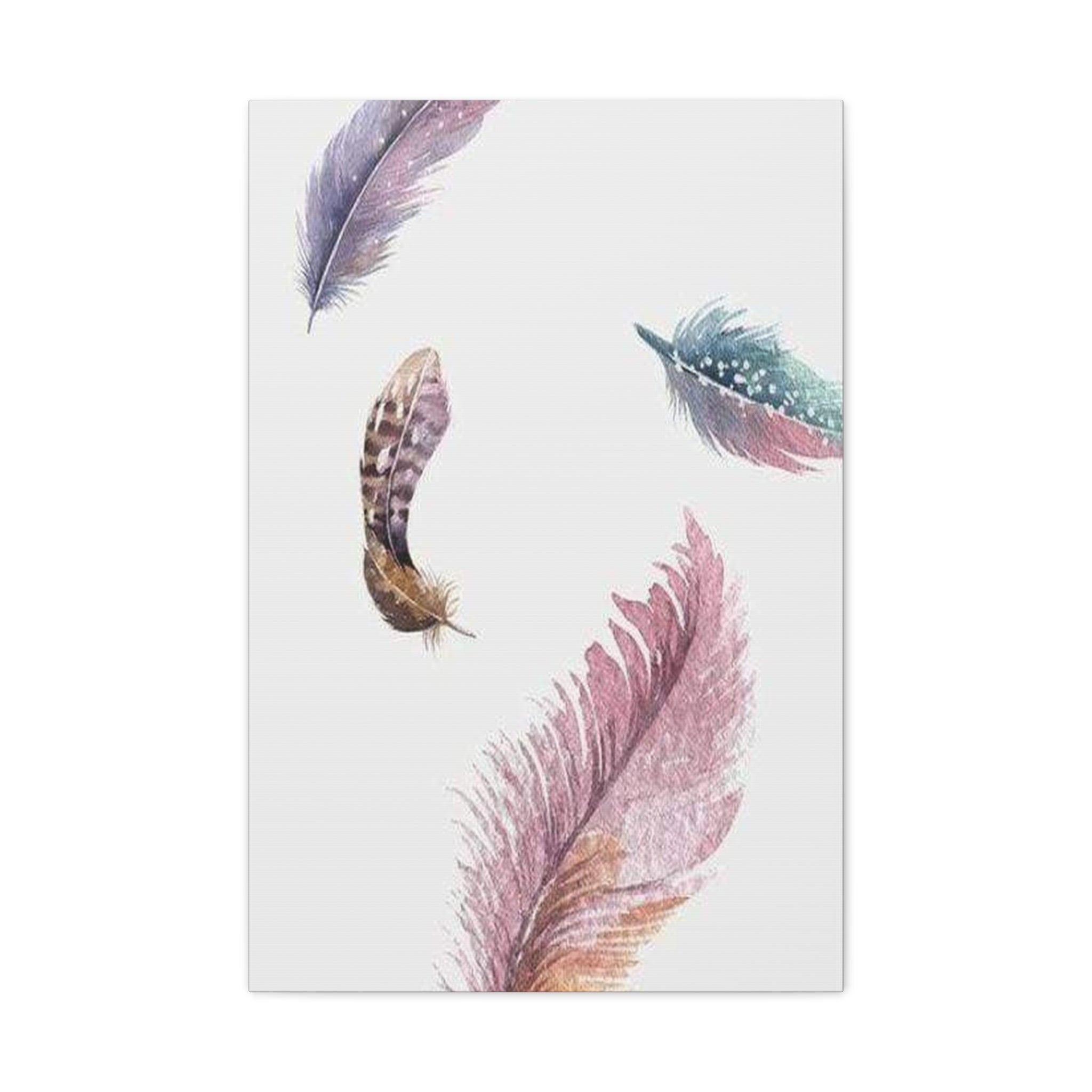 Soft Watercolor Feathers Canvas Wall Art - Stretched 1.25" Matte Design - TheKaraHan