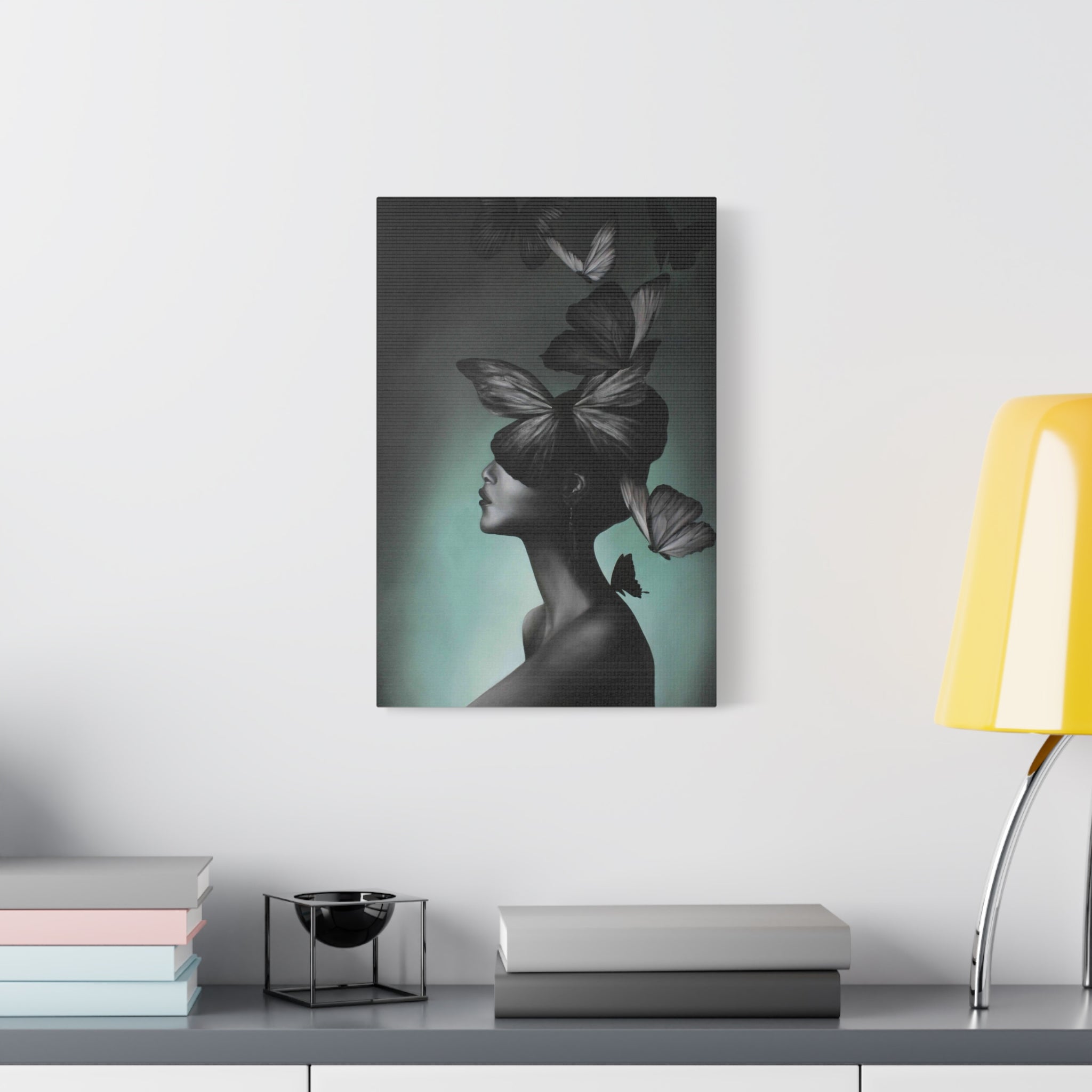 Butterfly Dream Matte Canvas Wall Art — Surreal Female Silhouette Print 