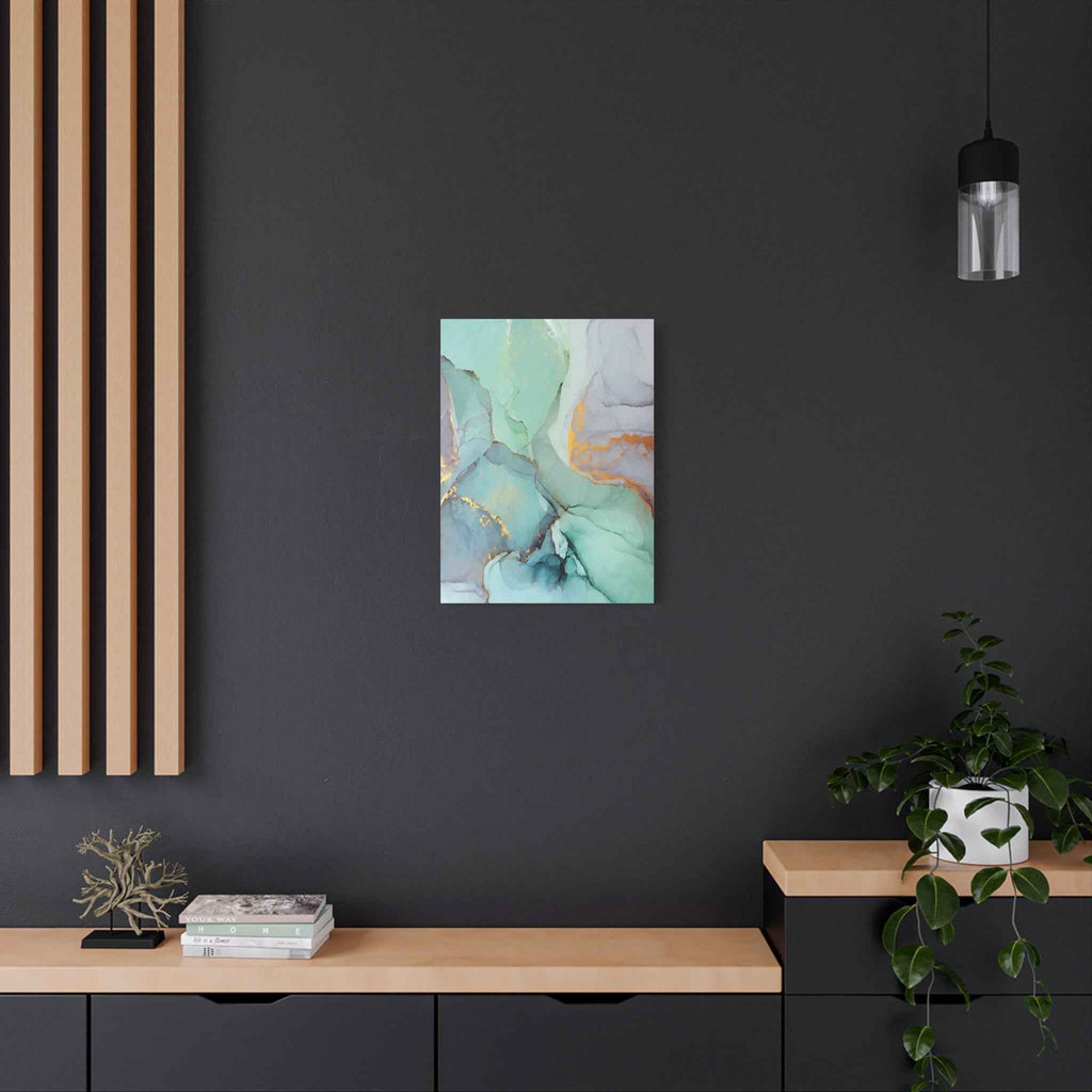 Aqua Marble Canvas Art - Matte Stretched Abstract Wall Print for Modern Decor - TheKaraHan