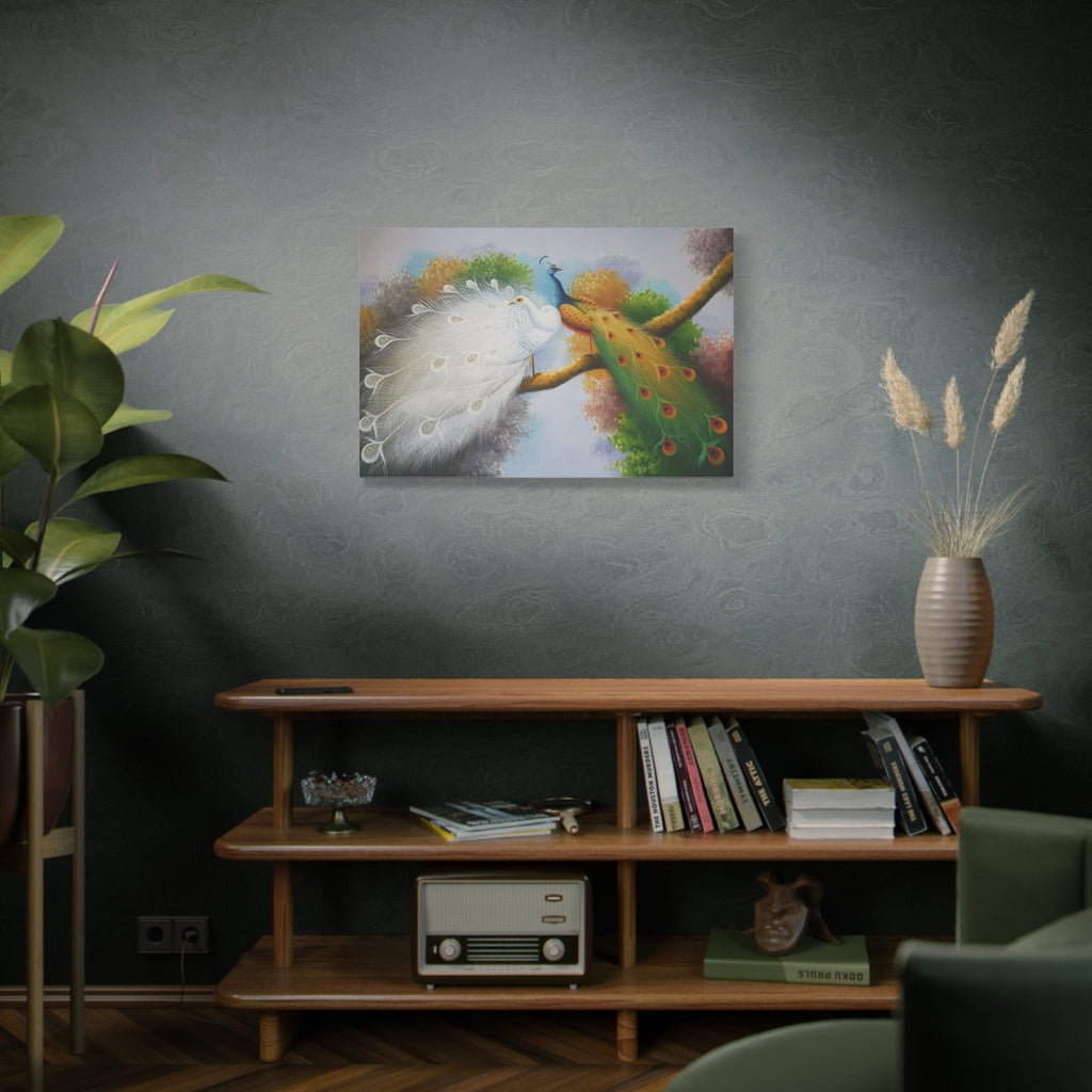 Peacock Pair Matte Canvas Wall Art — Stretched 1.25" Decorative Painting 