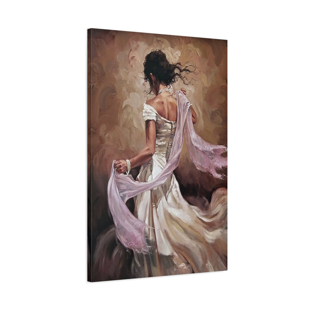 Romantic Dancing Woman Matte Canvas Print - Elegant Figurative Wall Art