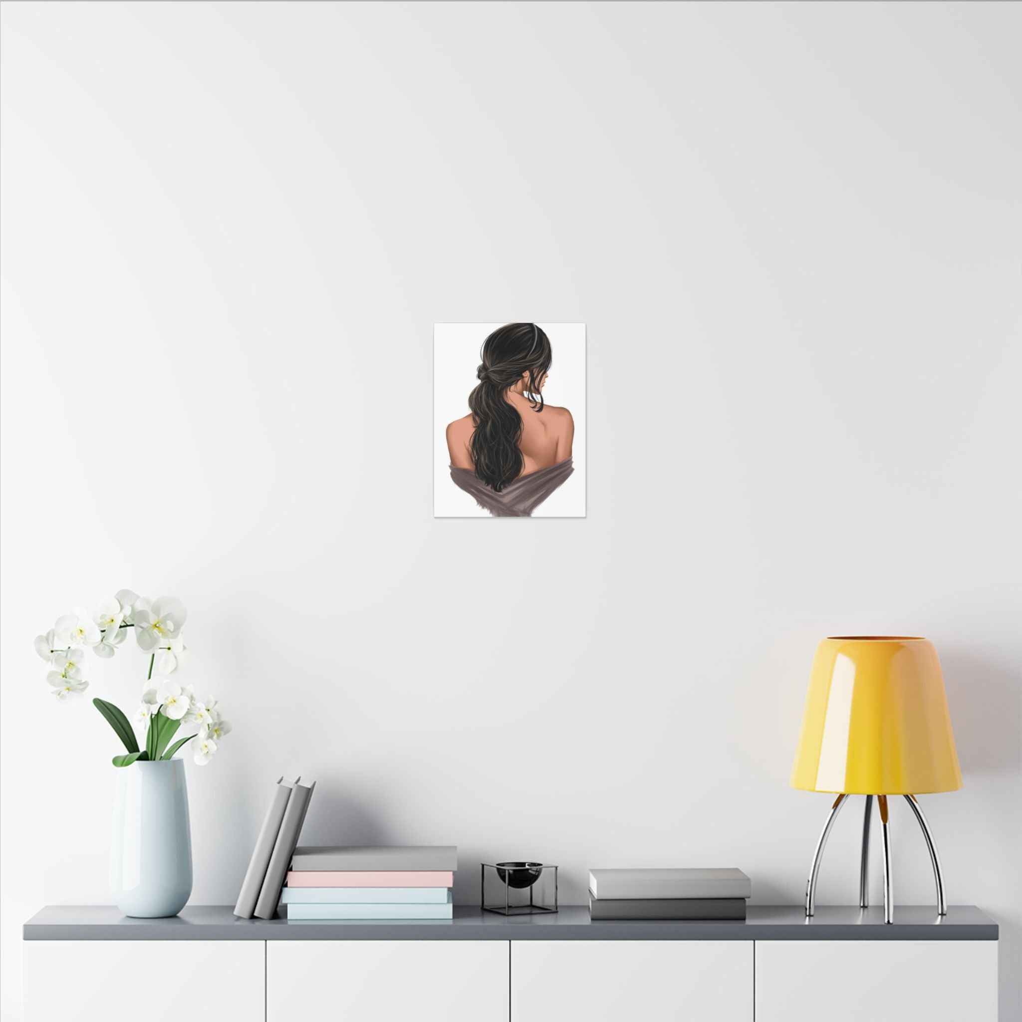 Portrait Canvas Print Woman Back View with Loose Ponytail – Perfect Home Decor for Every Room - TheKaraHan
