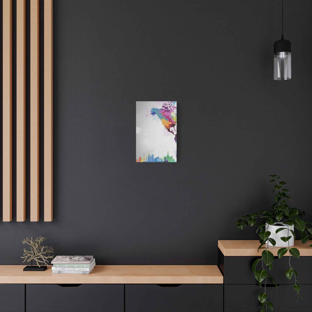 Color Splash World Map Canvas Art – Modern Stretched Matte Wall Decor - TheKaraHan